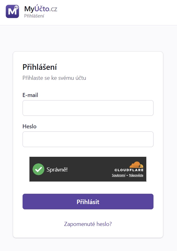 Přihlašovací obrazovka