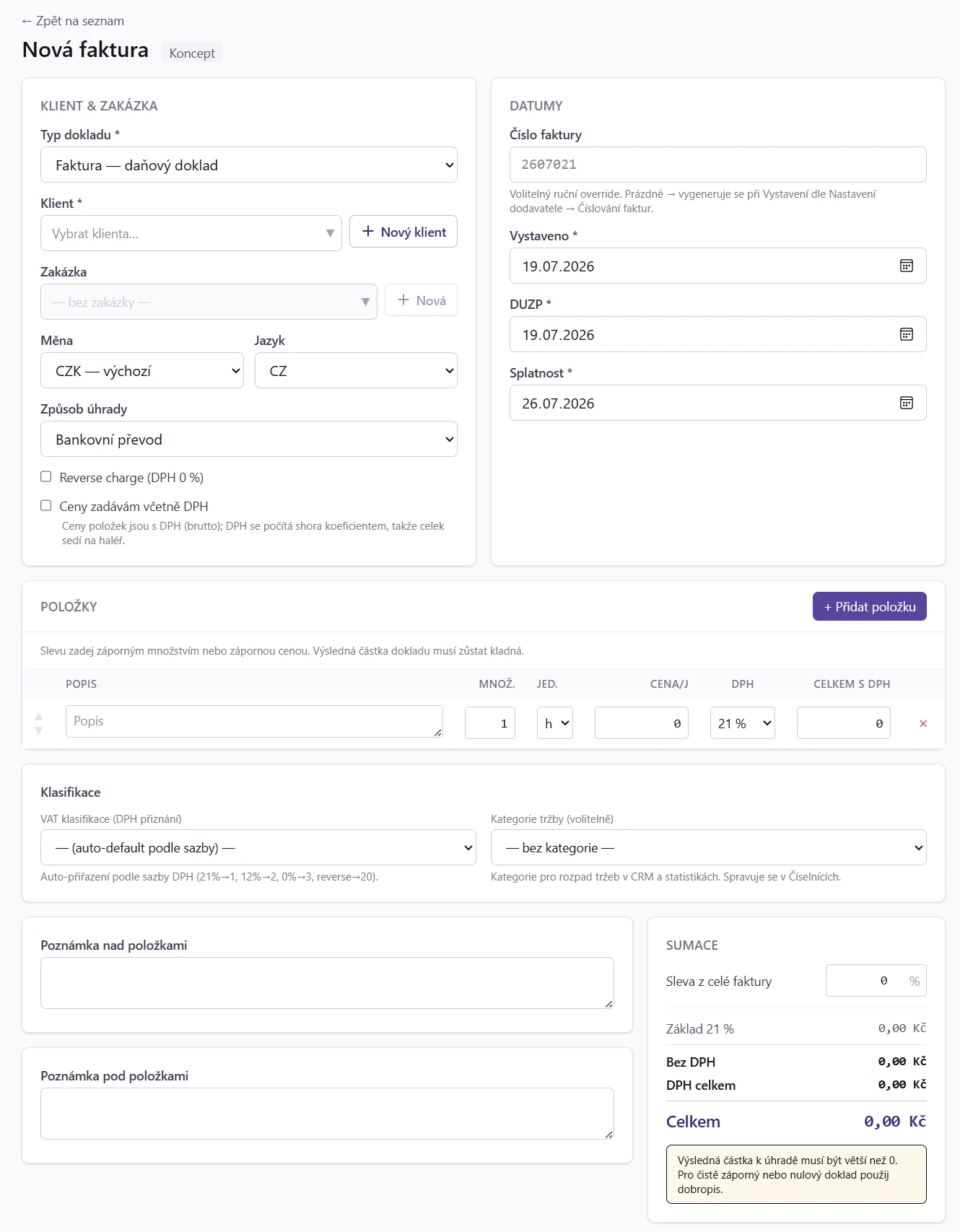 Editor faktury